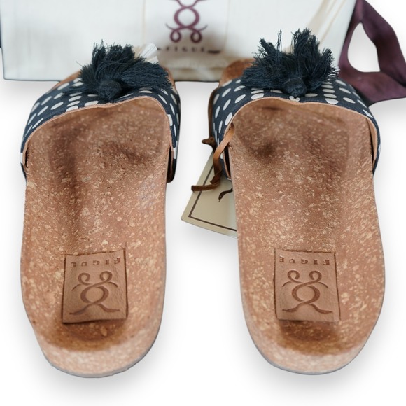 NIB Figue Women\'s Noona Cork Polka Dot Slides Boho Feminine Size US 8 / EU 38.5